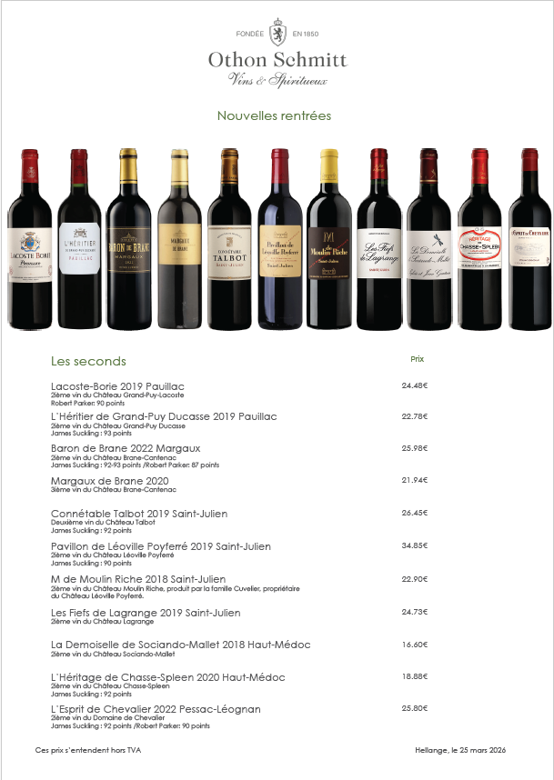 Grands vins de Bordeaux:                   Les Seconds